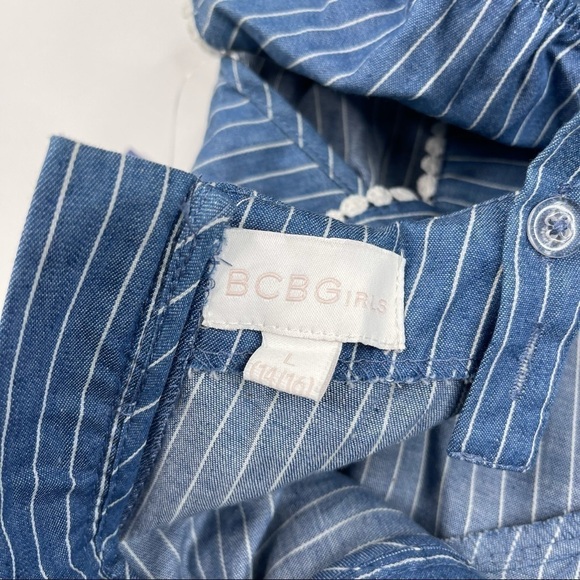 BCBGirls Dress Sleeveless Ruffle Striped Blue Summer Spring Dressy Cute New - Picture 12 of 16